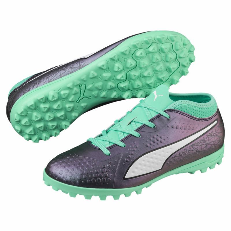 Chaussure de Foot Puma One 4 Illuminate Synthetic Tt Garcon Vert/Blanche/Noir Soldes 438TELZJ